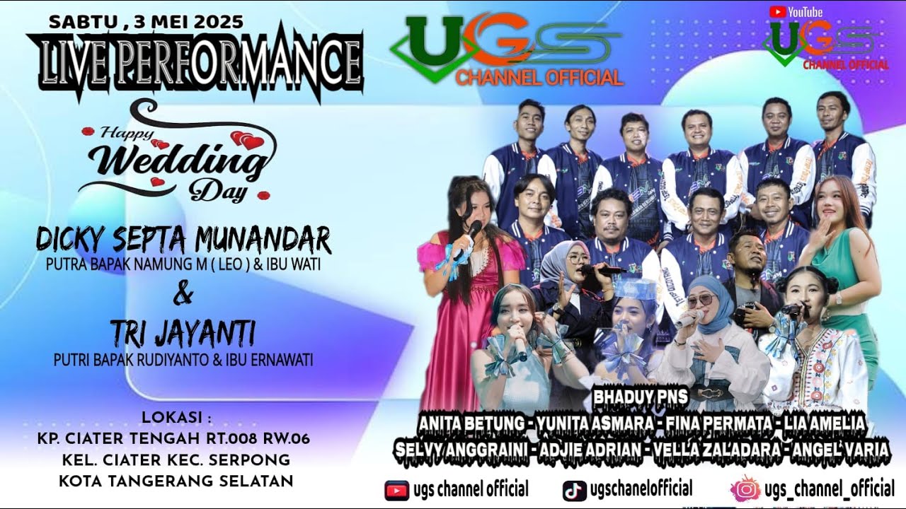 LIVE UGS MUSIC - WEDDING CEREMONY DICKY & TRI  | 03 MEI 2025 ( MALAM )