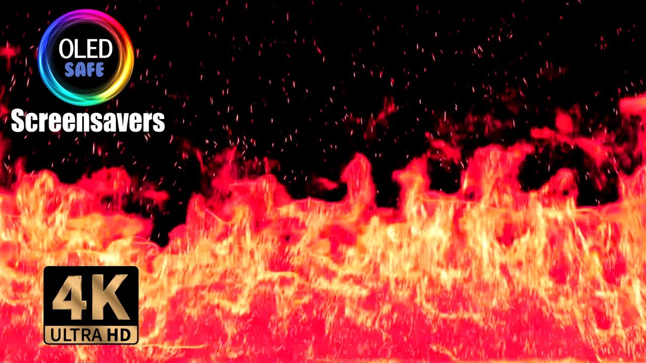 Red Flames Screensaver - Blazing - 4K - 10 Hours - OLED Safe - No Burn-in