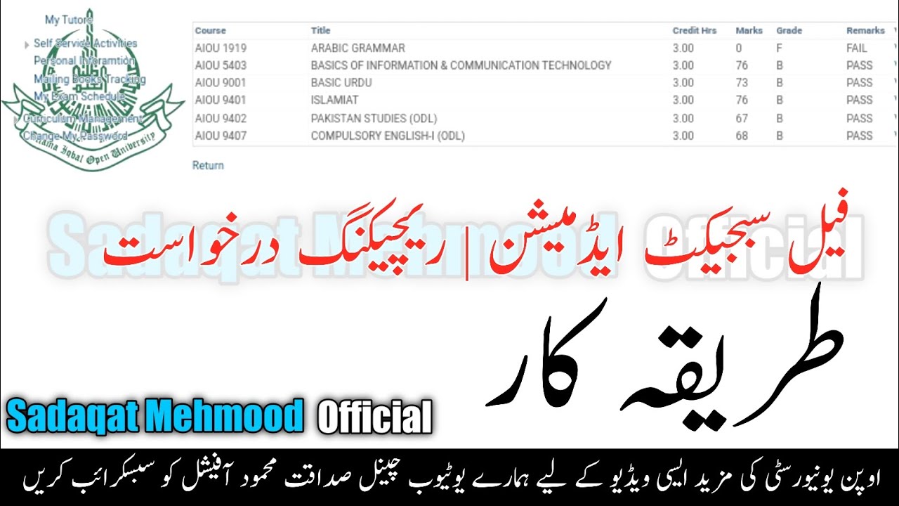 AIOU Fail Subject Ka Admissions | Rechecking Request | Details | #AIOU #aiouinformation