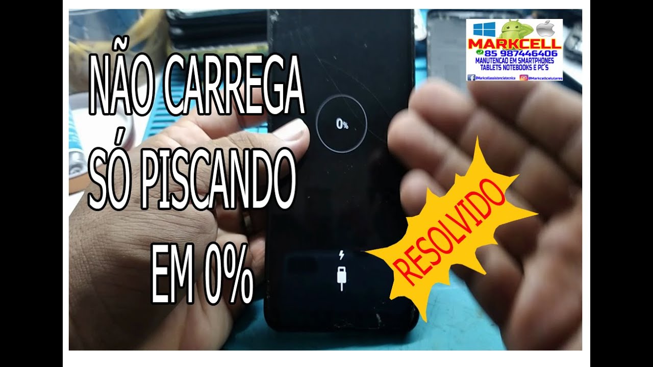 SAMSUNG A10S NÃO CARREGA FICA SÓ PISCANDO EM 0%. RESOLVIDO!