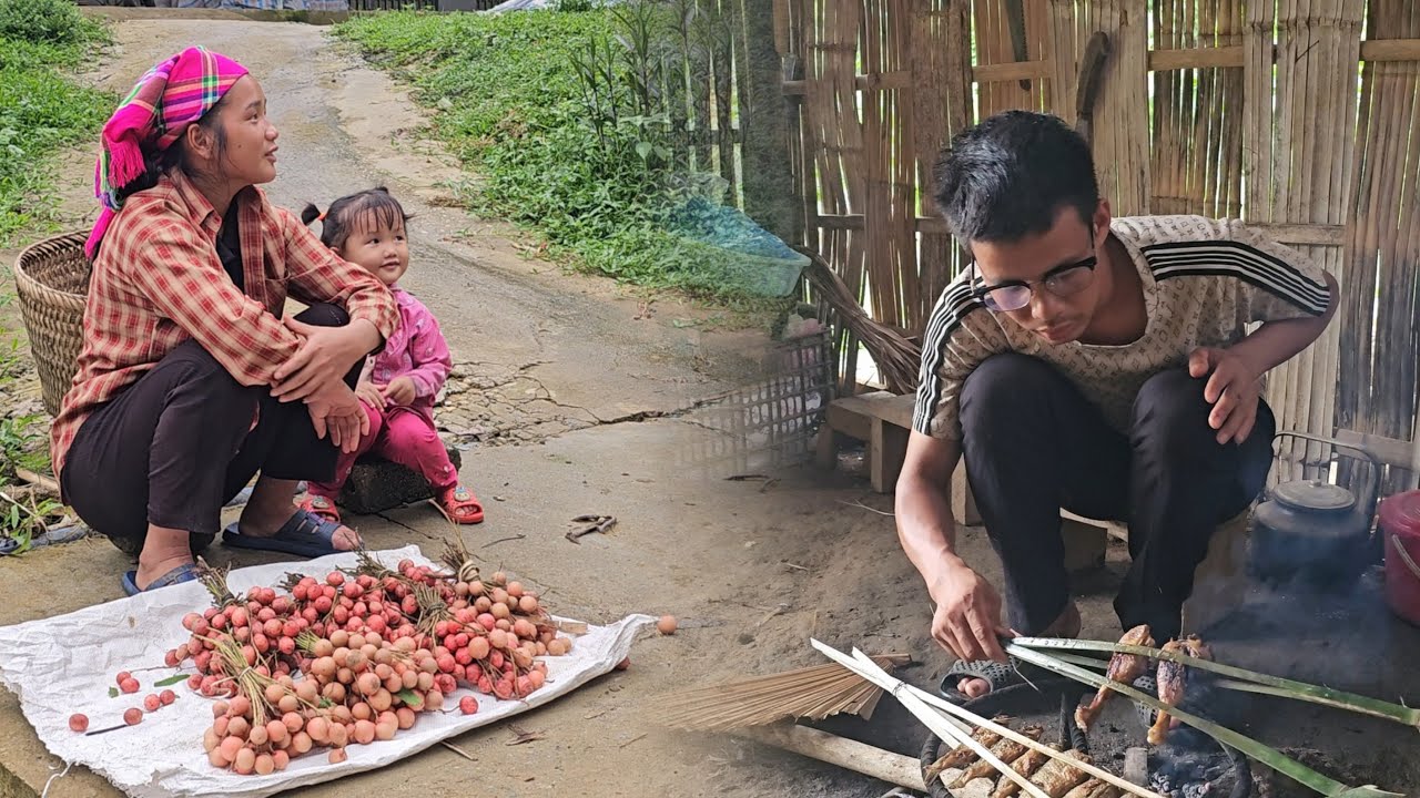 Mother and daughter picked fruit to sell, the engineer came home to cook and wait for them.