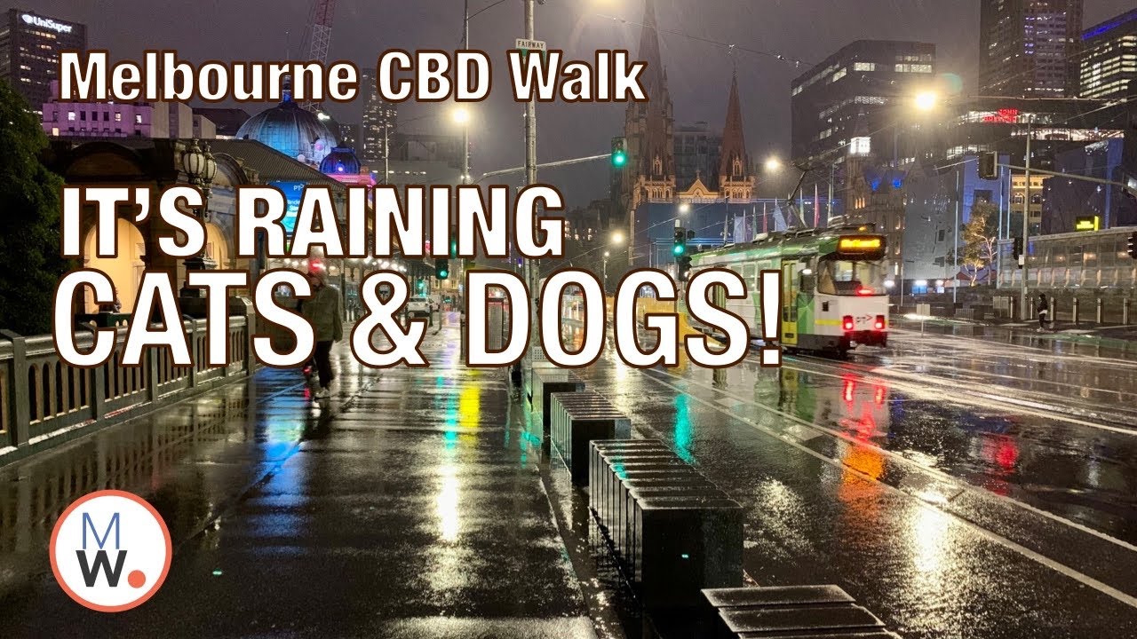 Melbourne CBD Walk: It's Raining Hard at Night!☔🚶‍♀️【4k】