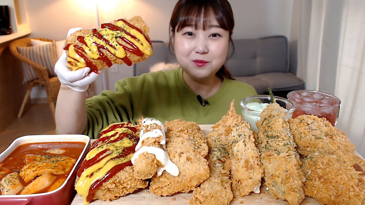 바삭바삭한 튀김들(새우 피자 게살크림 오징어)떡볶이 먹방 Spicy Tteokbokki Crispy Fries(Shrimp Crab Pizza) Mukbang