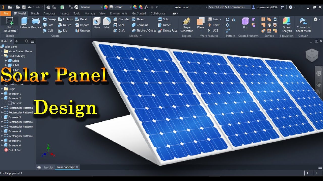 how to design solar panel in autodesk inventor 2022