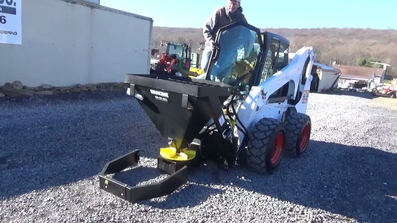 NEW 2022 Eskine 900761 Sand Salt And Fertilizer Spreader For Skid Steer Quick Attach For Sale Nice