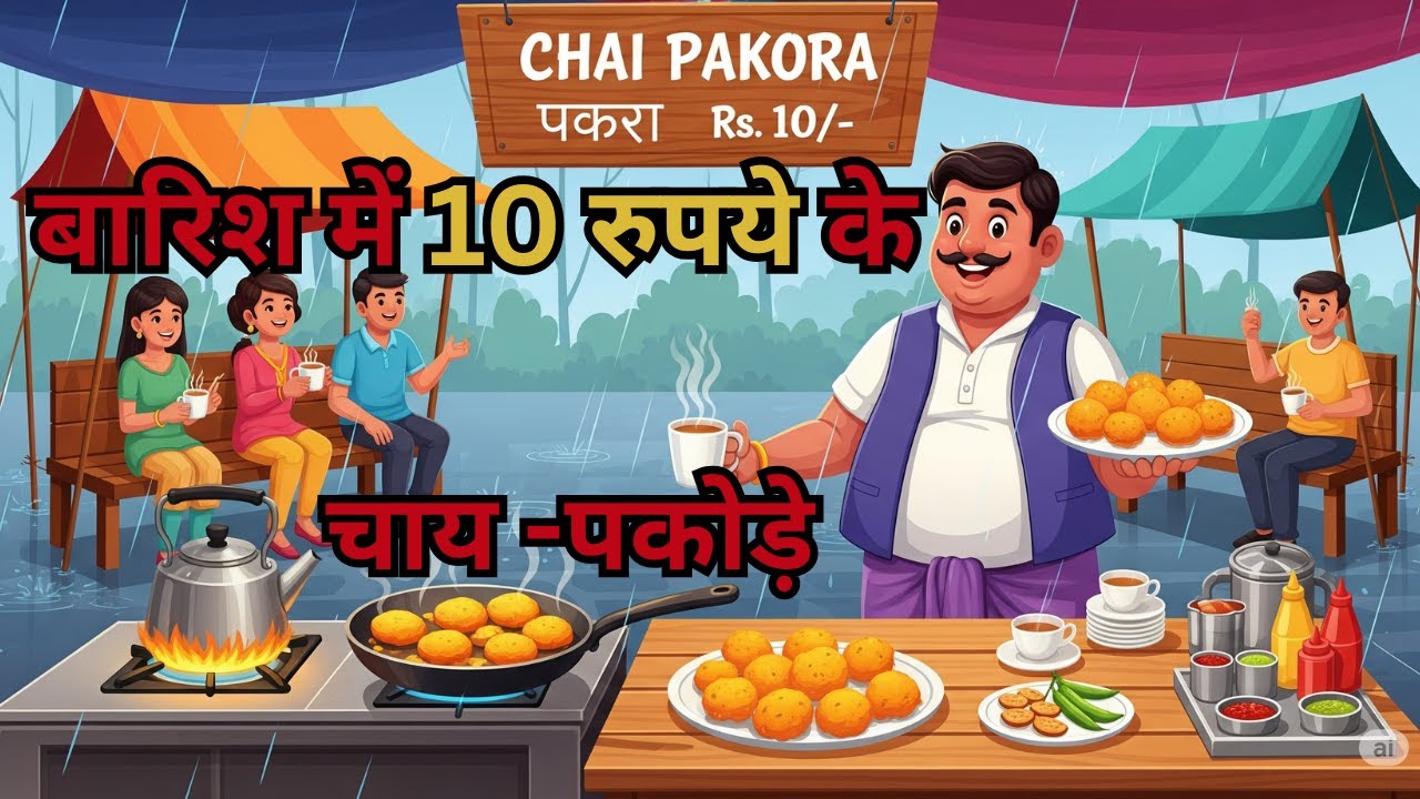 बारिश में 10 रूपए के चाय पकोड़े | BARISH ME CHAI PAKORA | HINDI KAHANIYA | HINDI STORIES |