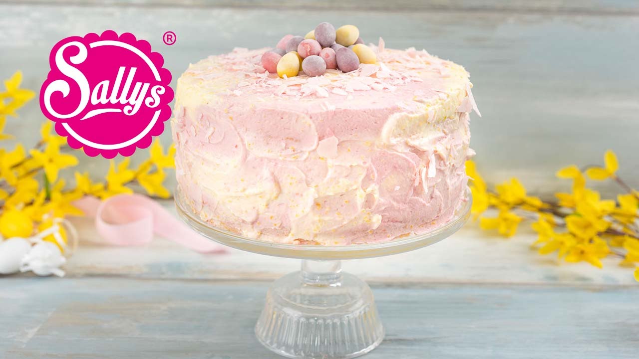 Ostertorte marmoriert / fruchtige Himbeer-Pfirsich-Torte / Sallys Welt