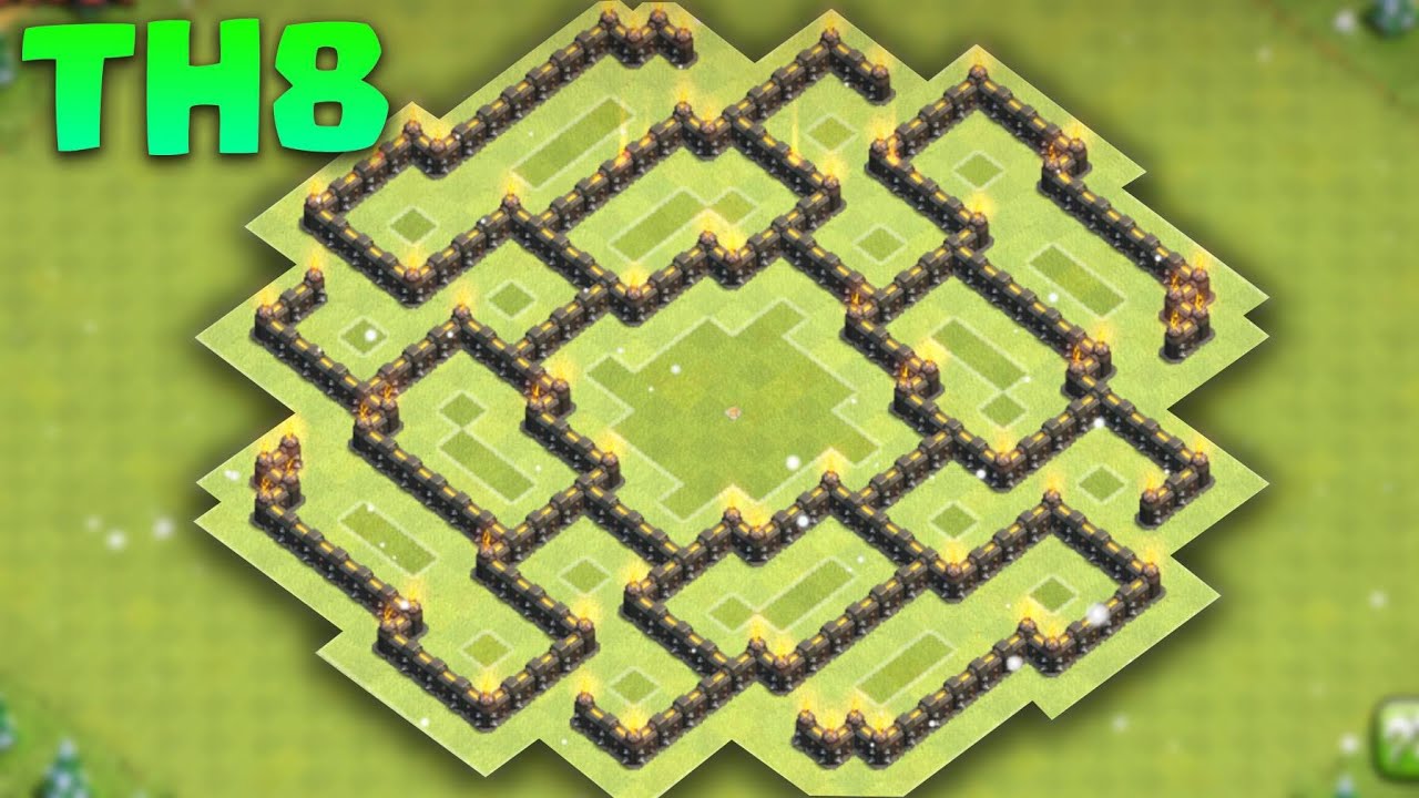 Clash of Clans - TH8 Defence Base (Town Hall 8 Trophy Base) The Bagua 2016 + Replays