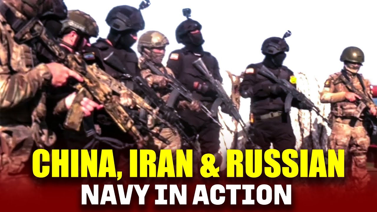 Third day of naval drills involving Russia, China, and Iran in the Gulf of Oman |warships |artillery