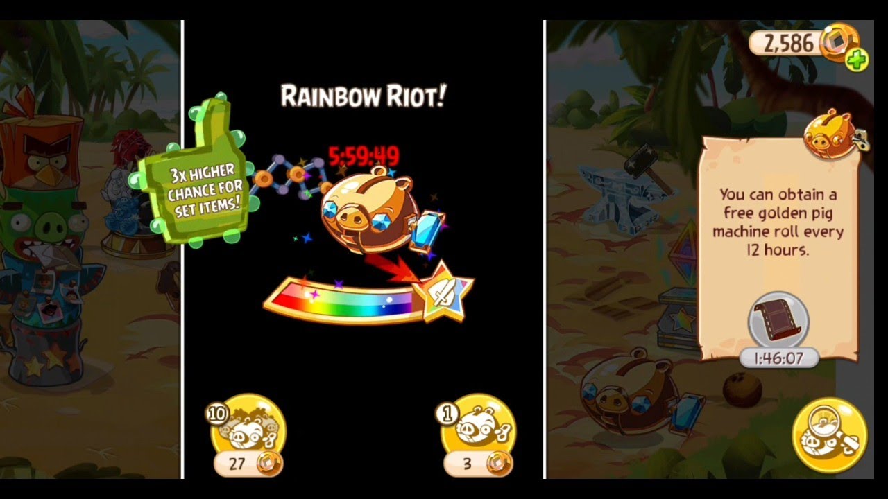 Spending 2000 lucky coins on the golden Pig machine and ancient relict | angry birds epic all stars 