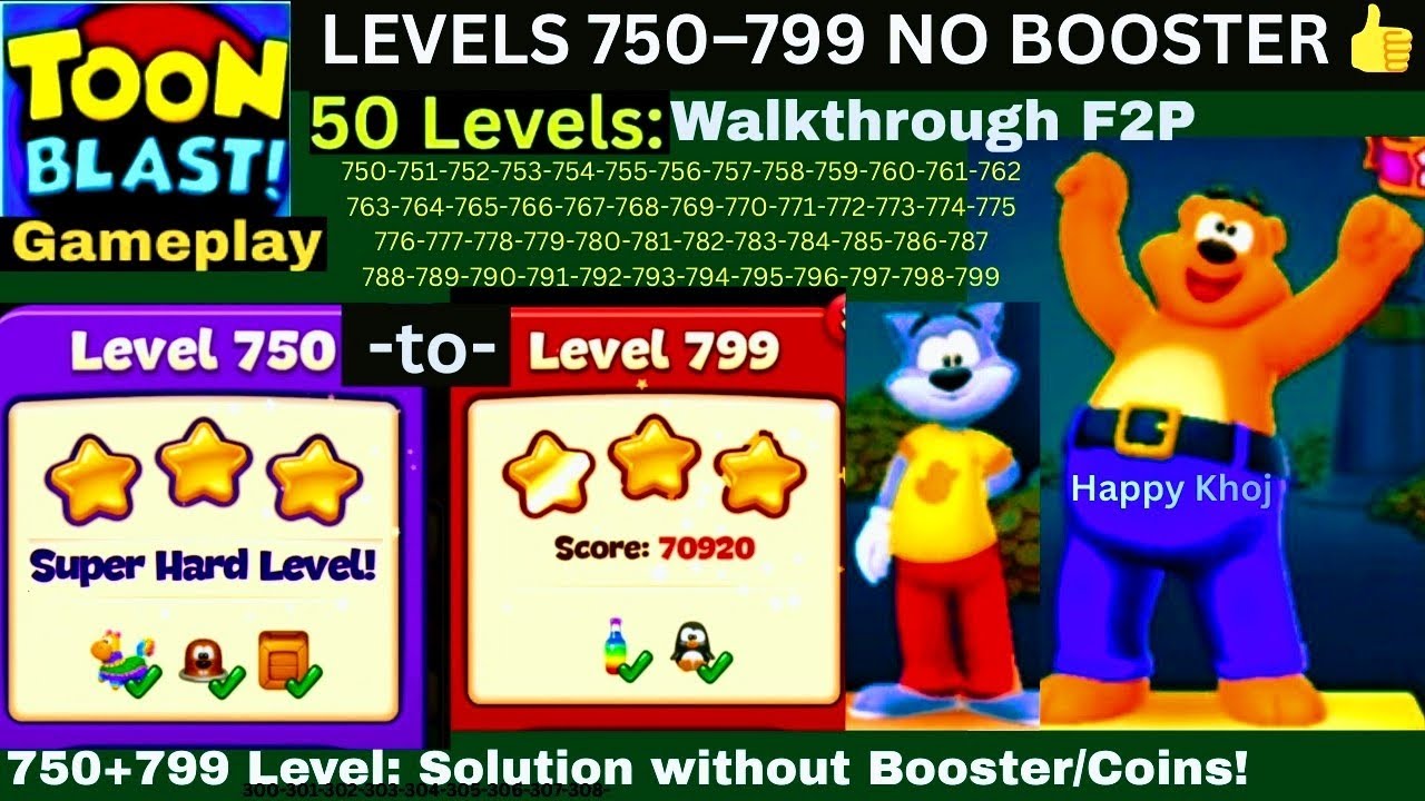 TOON BLAST Level 750-799 — NO BOOSTER F2P Guide 👉50 Levels Walkthrough ⚔️ STUCK Solution Gameplay