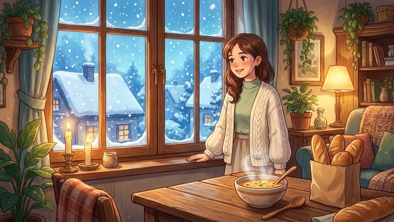 First Snow of the Year ❄️ Cozy Winter Cooking & Quiet Slow Life | Ghibli-Inspired Ambience