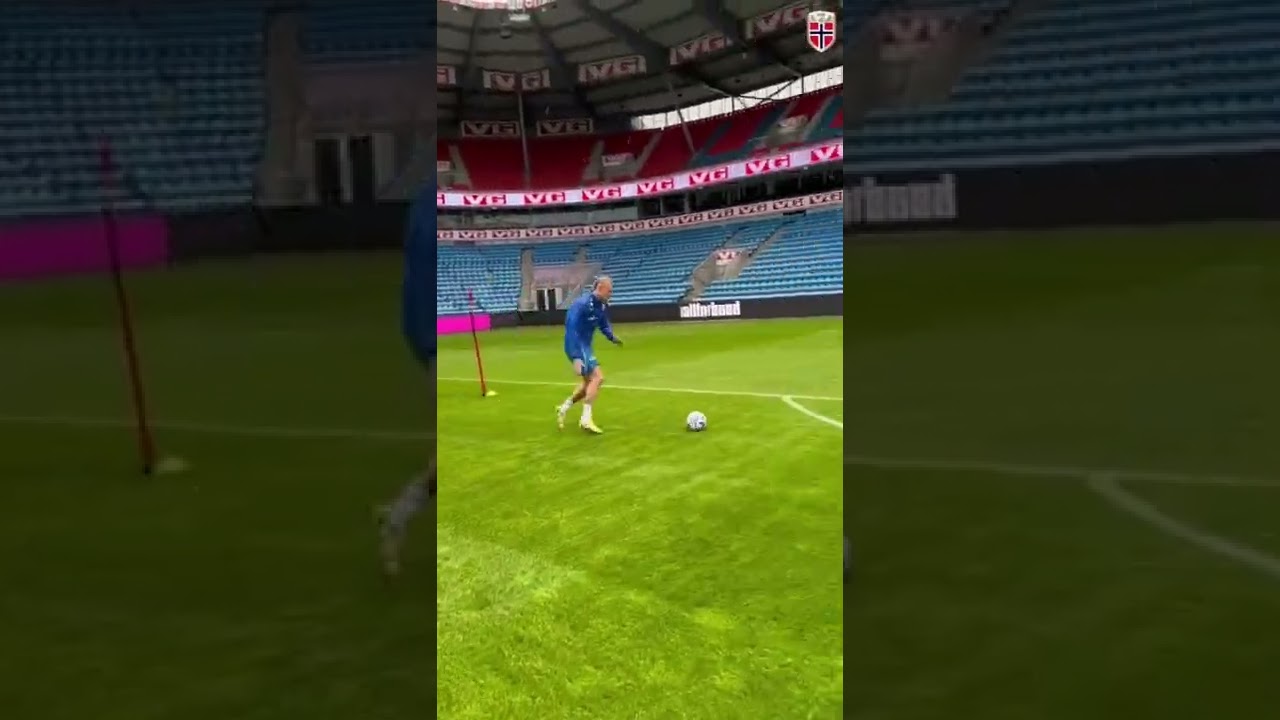 Erling Haaland right footed in Norway training