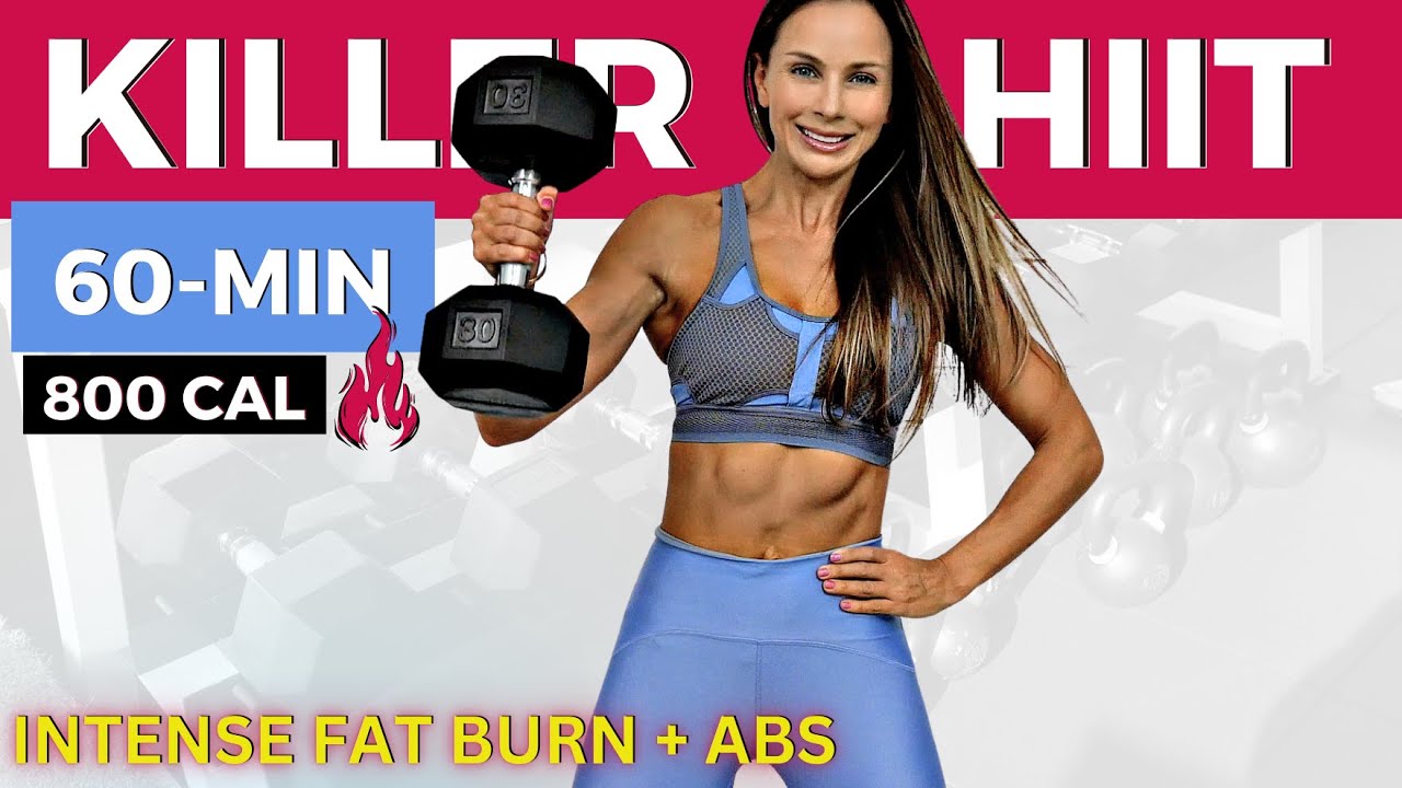 60-MIN INTENSE FAT KILLER HIIT WORKOUT with weights (fastest way to lose weight + abs workout)