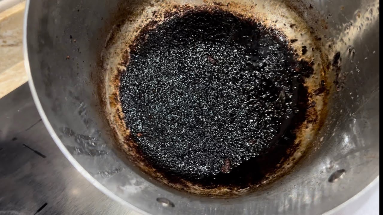 Cleaning Burnt on Mess in a Stainless Steel Pot