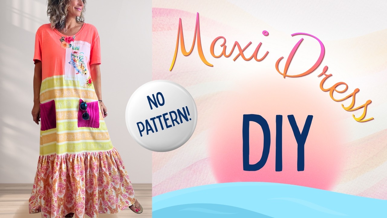 Upcycle a T-Shirt and Fabrics into a Comfy Maxi Dress (DIY Sewing)