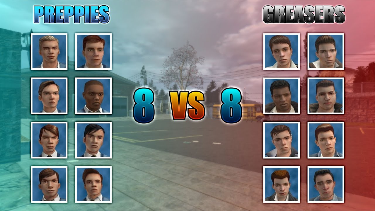 BULLY SE : Preppies (Derby Full Boss Style) vs Greasers (Johnny & Peanut BOSS HEALTH) Full HD