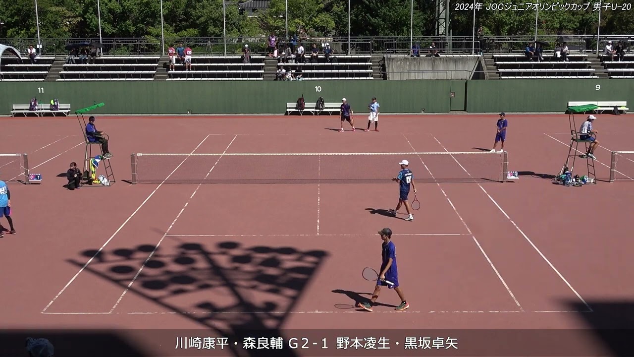 2024年 全日本ジュニアソフトテニス選手権大会 男子U-20 ダブルス 準々決勝 川崎康平・森良輔(都城商高校) 対 野本凌生・黒坂卓矢(法政大学・日本体育大学)