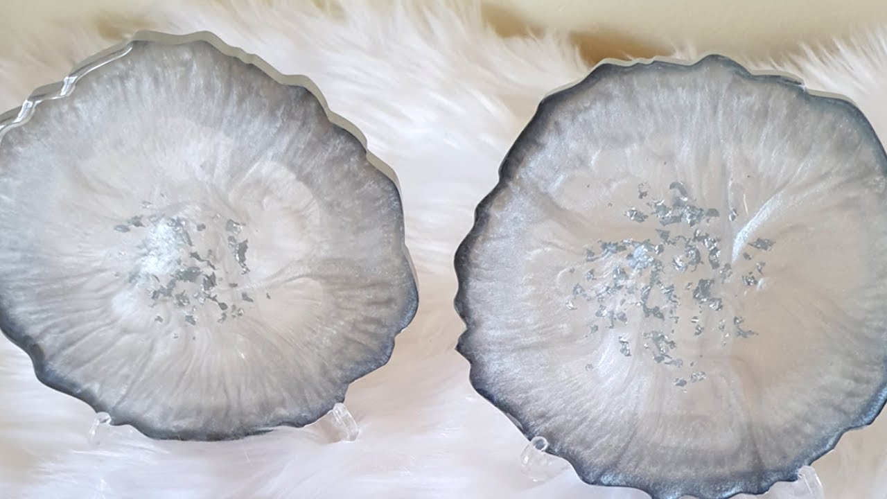 Made #12 Silver resin coasters // Made #12 Srebrne podkładki z żywicy