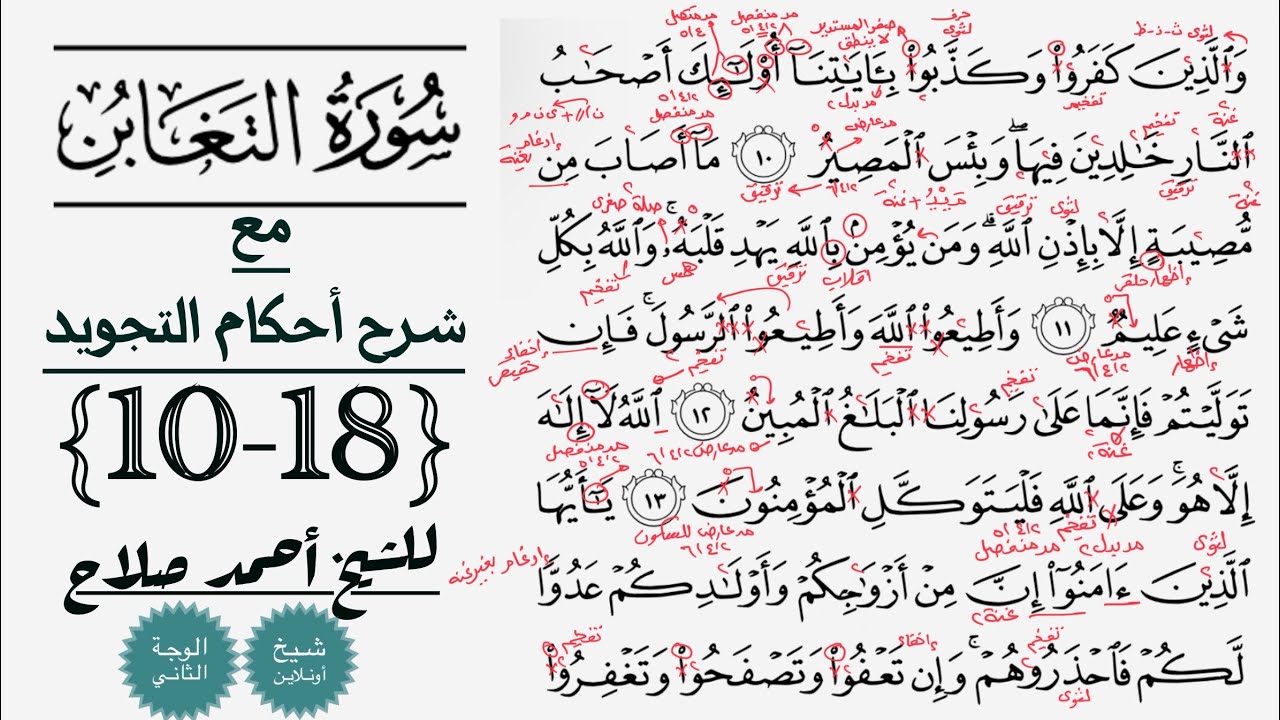 كيف تقرأ سورة التغابن مع شرح أحكام التجويد| 10-18
