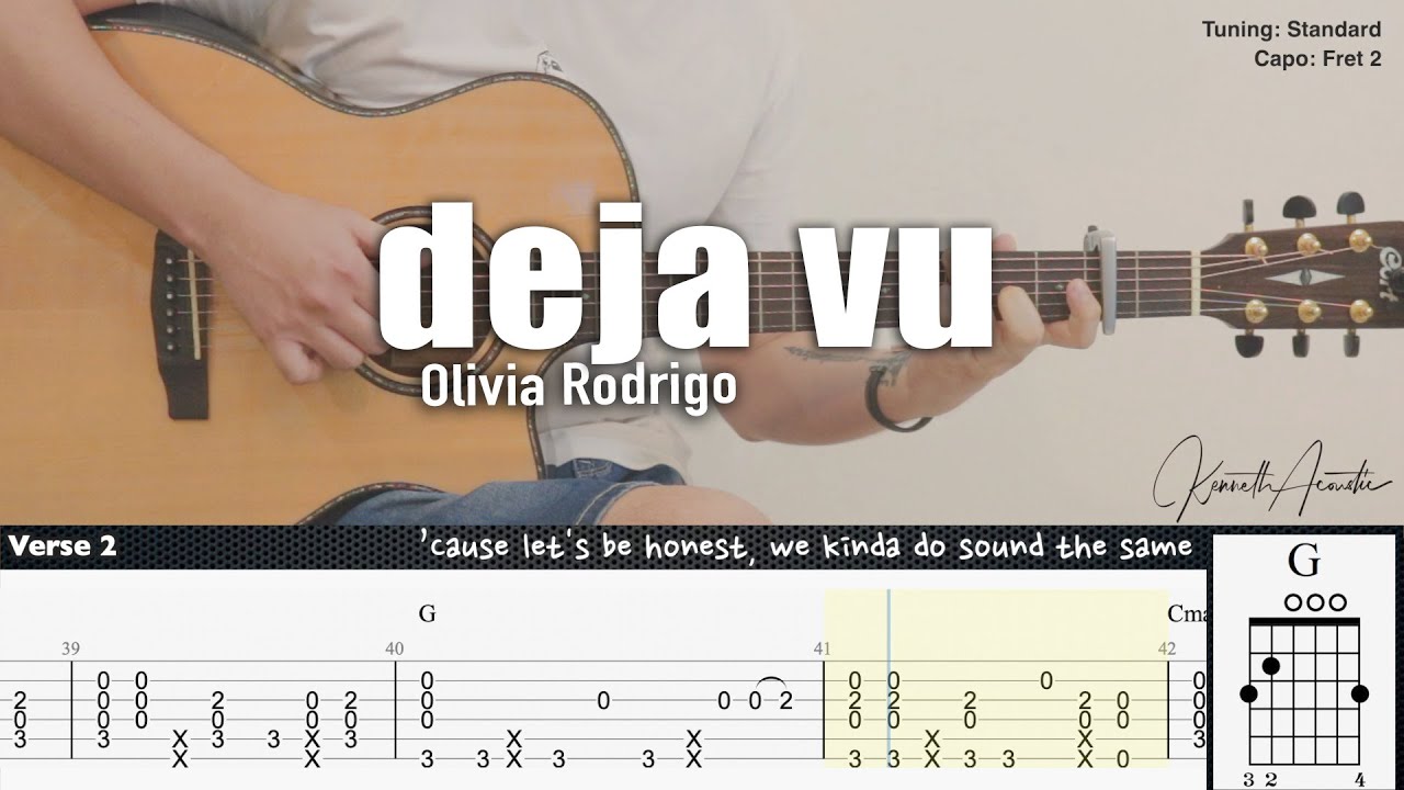 deja vu - Olivia Rodrigo | Fingerstyle Guitar | TAB + Chords + Lyrics