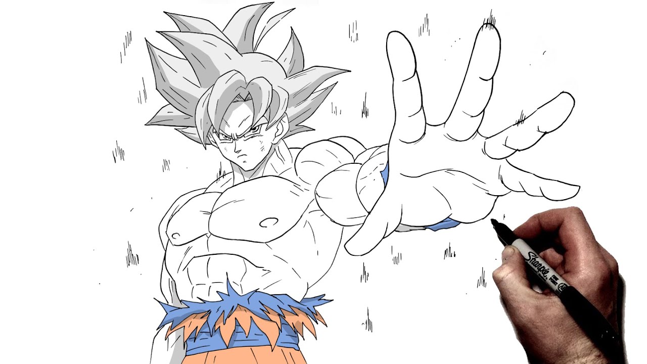 How To Draw Goku MUI (7th Anni) | Step By Step | Dragon Ball Legends