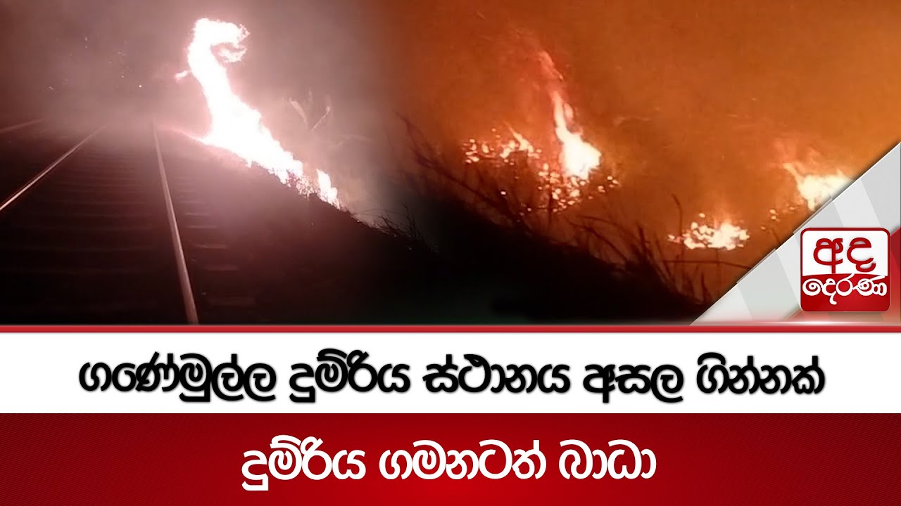 ගණේමුල්ල දුම්රිය ස්ථානය අසල ගින්නක් දුම්රිය ගමනටත් බාධා | Ada Derana