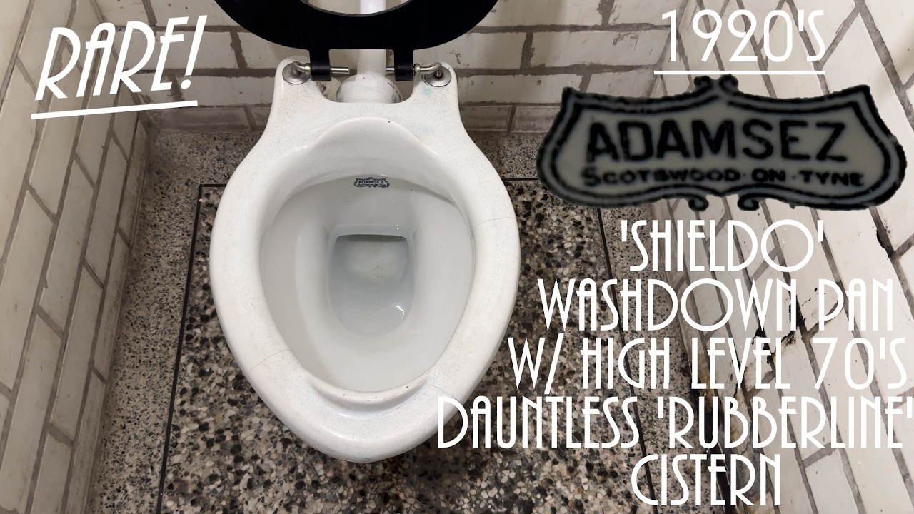 Rare!: 1920's Adamsez 'Shieldo' Washdown Pan w/ High Level 1970's Dauntless 'Rubberline' Cistern