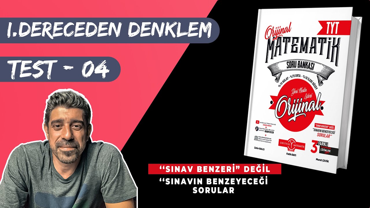 I Dereceden Denklemler  TEST 04 | ORİJİNAL TYT SORU BANKASI | #yks2024