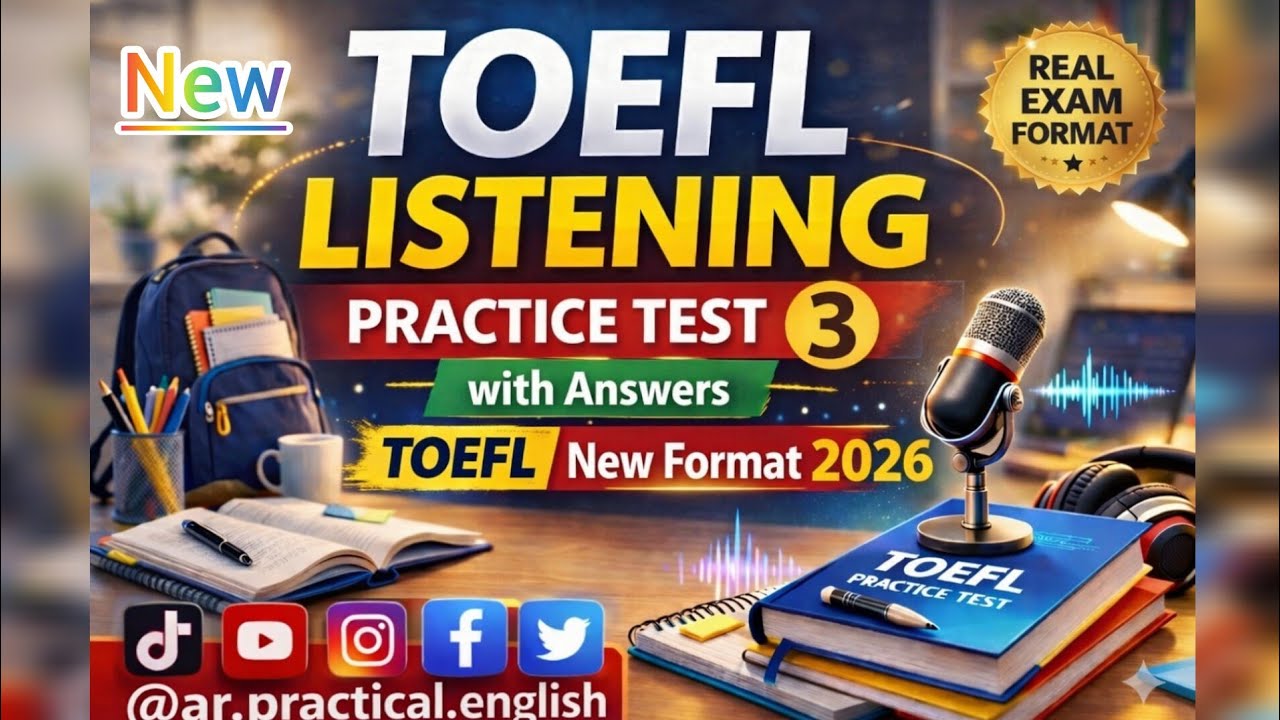 👑 TOEFL LISTENING |NEW FORMAT 2026| PRACTICE TEST 3 with answers [ REAL EXAM ] #toefl 