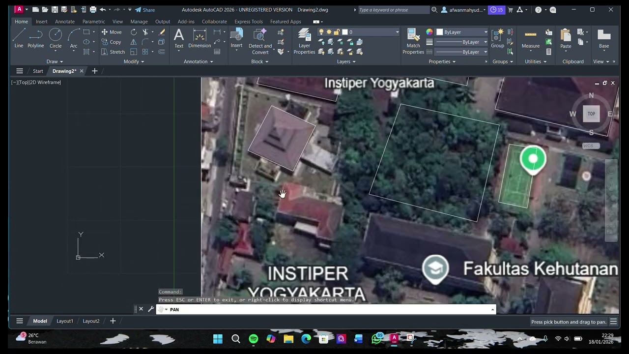Membuat Peta Instiper 2 Dimensi Menggunakan Autocad