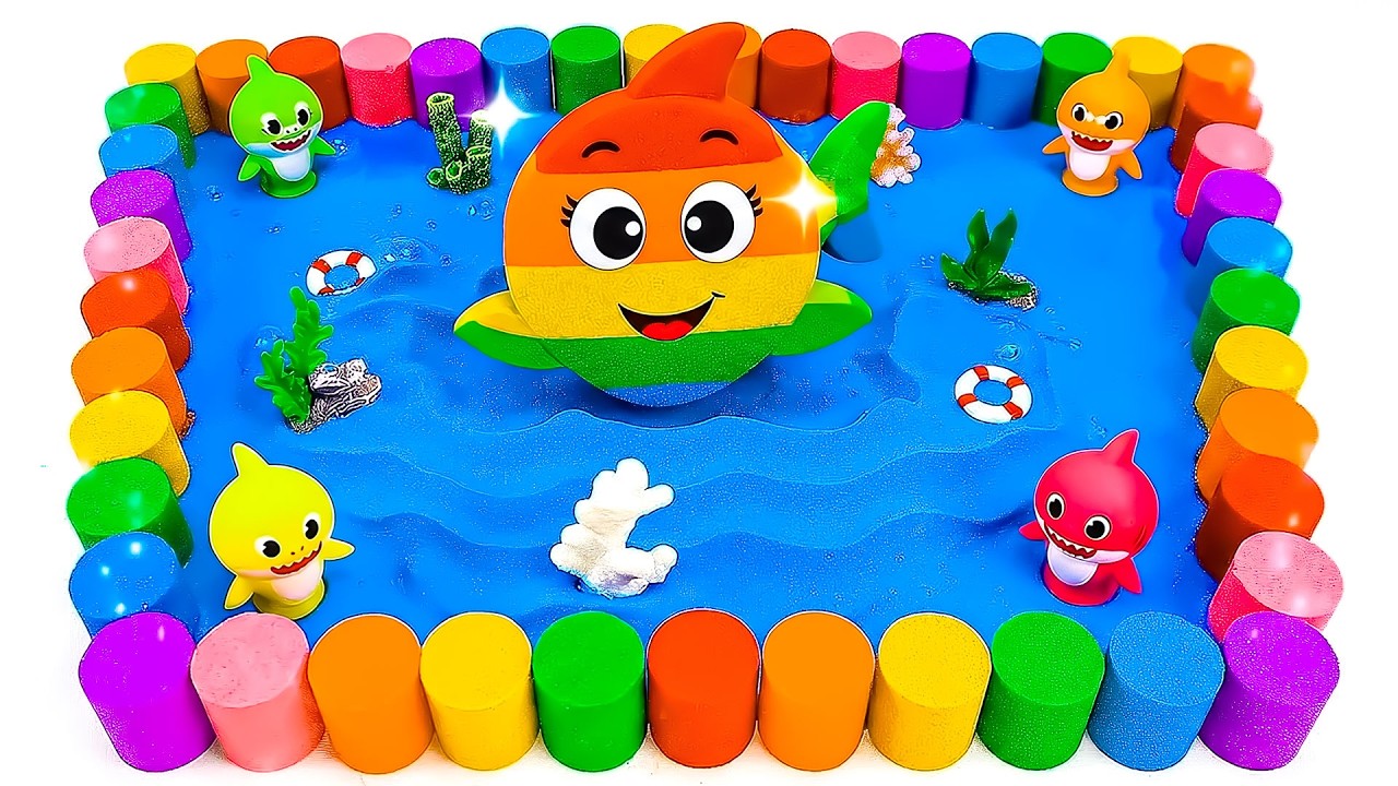 🔴LIVE🔴How to make Shark Pool with Kinetic Sand & Cutting ASMR 🌈 Buat Kolam Hiu dengan Pasir Kinetik