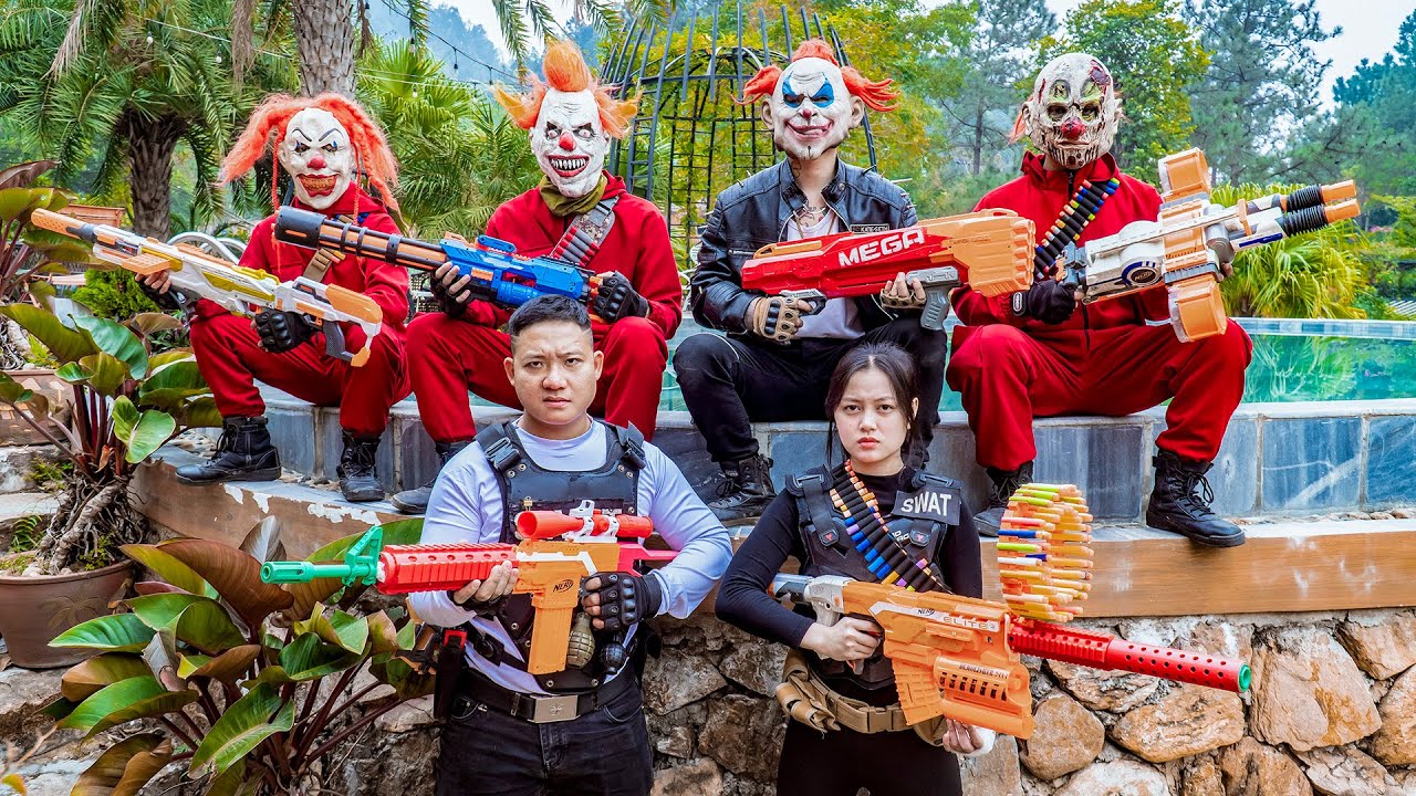 LTT Nerf Mod : Legendary Nerf Guns SWAT Launches Powerful Weapon To Fight Dangerous Masked !