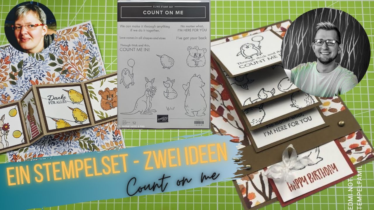 1 Stempelset - 2 Ideen - Wasserfallkarte Count on me - Stampin' Up! DIY Anleitung