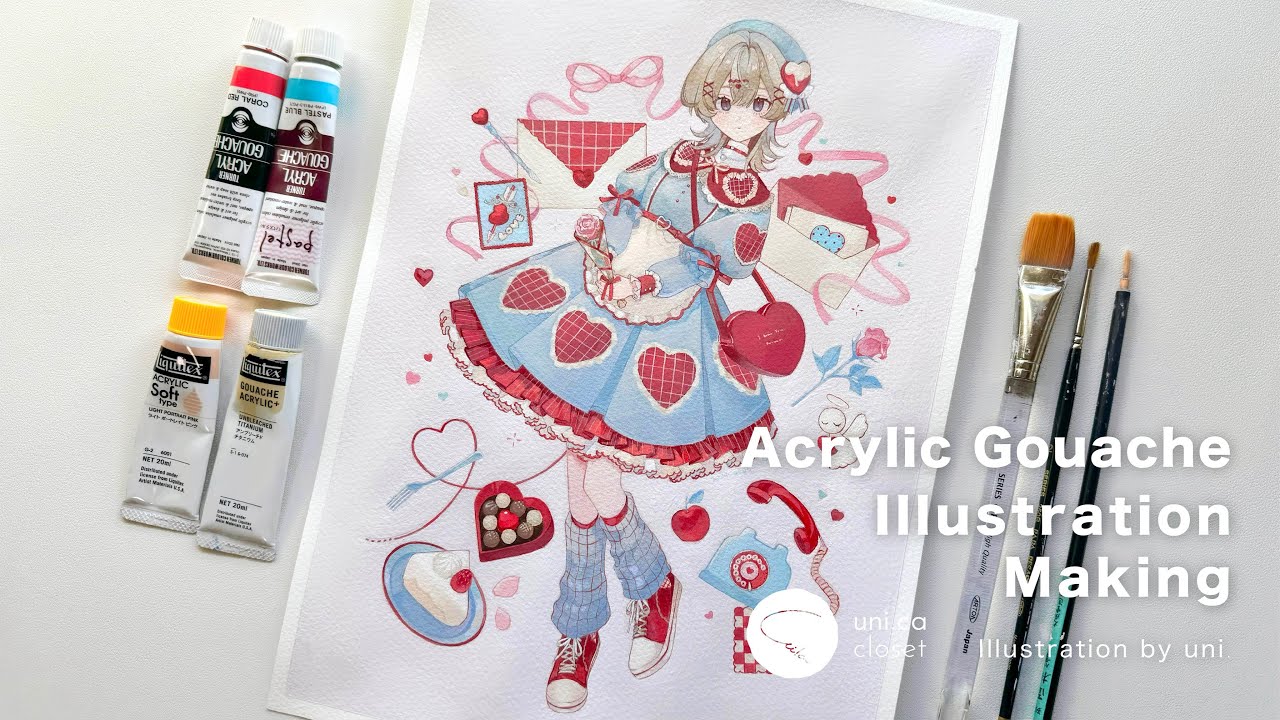 【アクリルガッシュ】アナログイラストメイキング#3┊Acrylic gouache illustration making