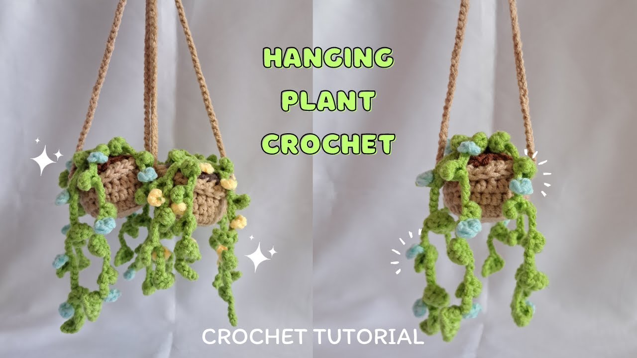 Hanging Plant Crochet Tutorial | Step-by-Step Guide to Crochet Room Decor & Car Mirror Decoration