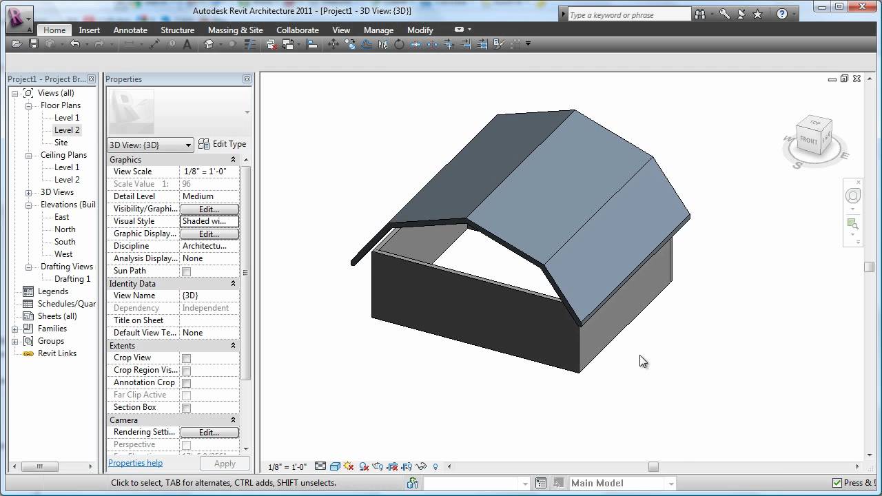 REVIT Основы проектирования кровли 05 Двускатная крыша - CADclips
