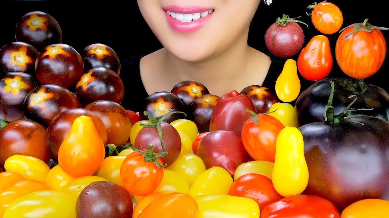 HEALTHY SNACKS: ASMR EATING CHERRY, PLUM, PEAR TOMATOES MUKBANG | ASMR EATING SOUNDS | TracyN ASMR