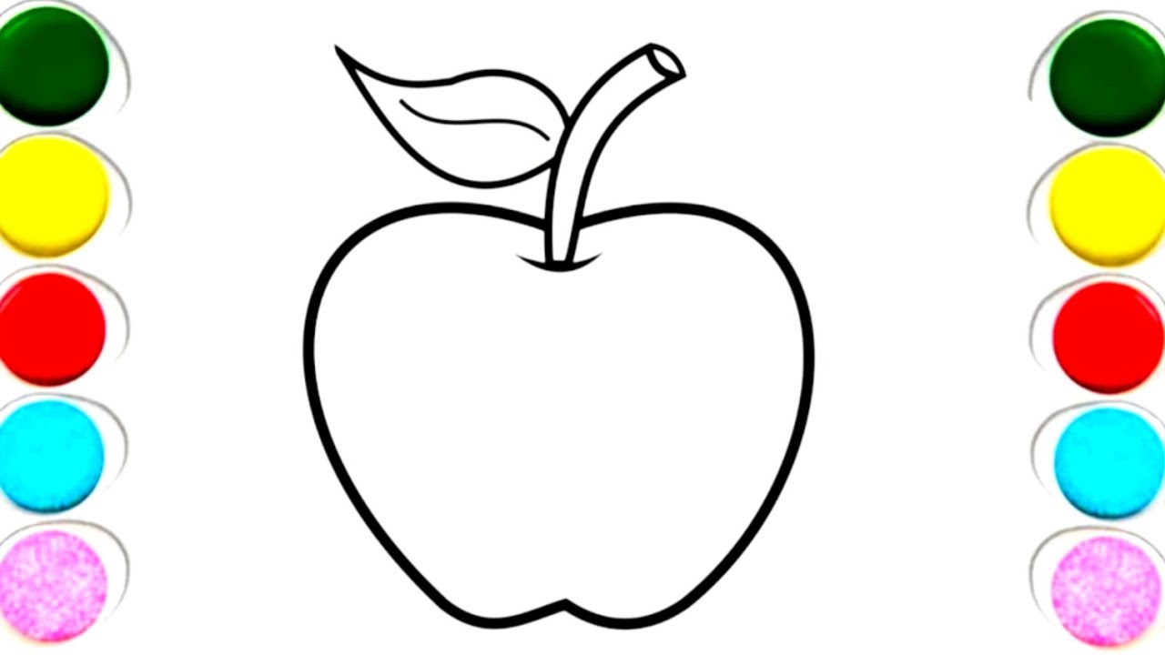 How to drawing  painting and coloring an apple |🍎 | Stpe by step apple drawing for kids & beginners 