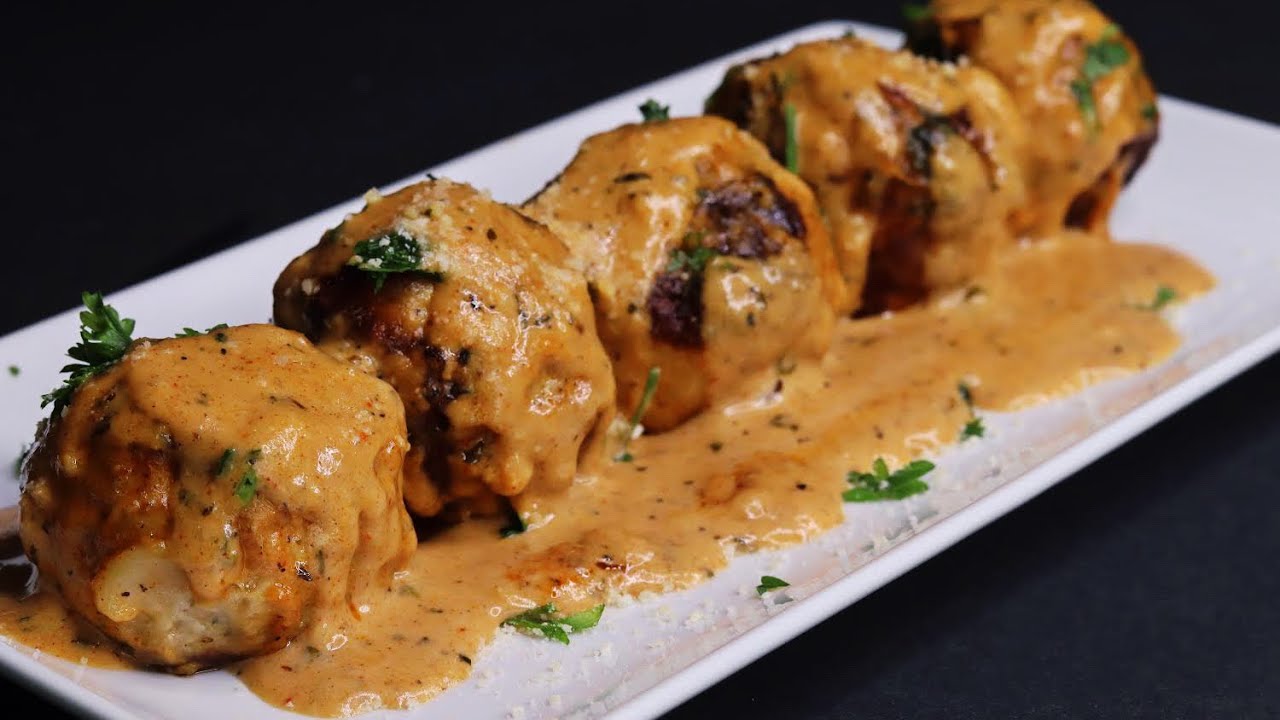 Stuffed Swedish Meatball With Creamy Cajun sauce Recipe | How To make Meatballs