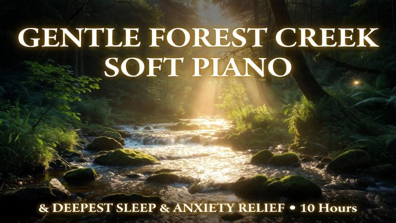 Gentle Forest Creek 🌿 Soft Flowing Water & Piano | Relaxing Ambience for Sleep, Study & Meditation