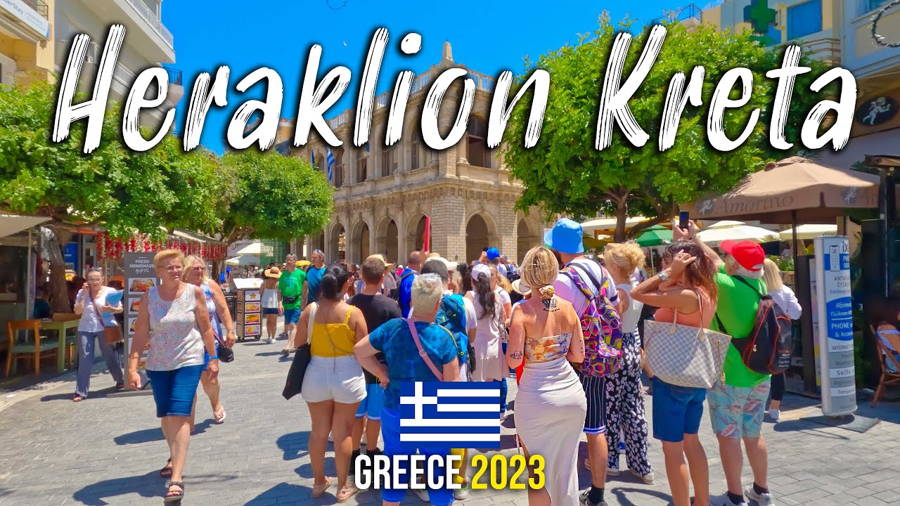 Heraklion Crete, casually walking in 4k, city tour, Kreta, Greece 2023