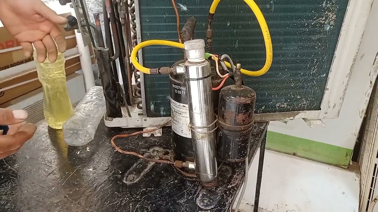 تنظيف دائره التكييف من الزيوت قبل تركيب الكباس