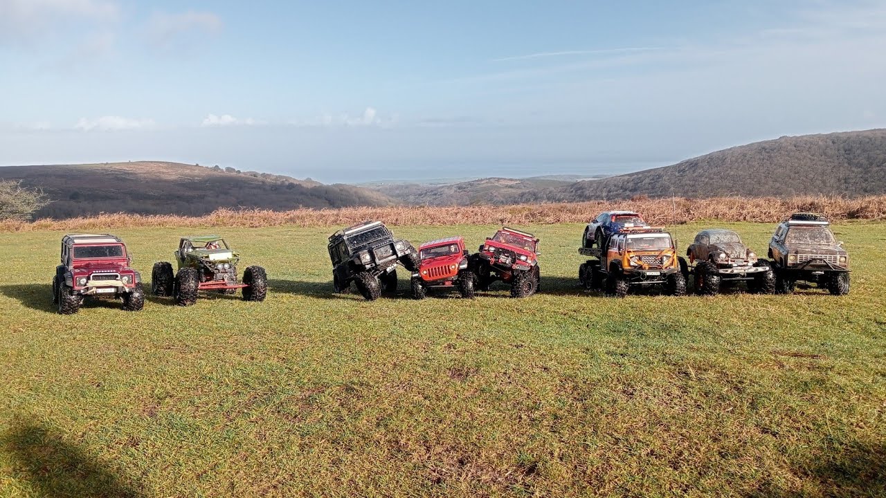 rc crawlers, little trail run down and up on water streams at Quantock hills cross RC 6x6 