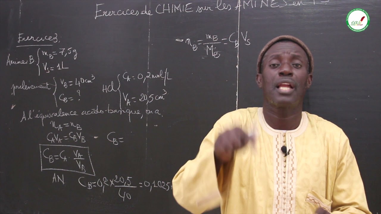 Exercices - Terminale S - PC :  Les AMINES / Suite 3 / M. Diop
