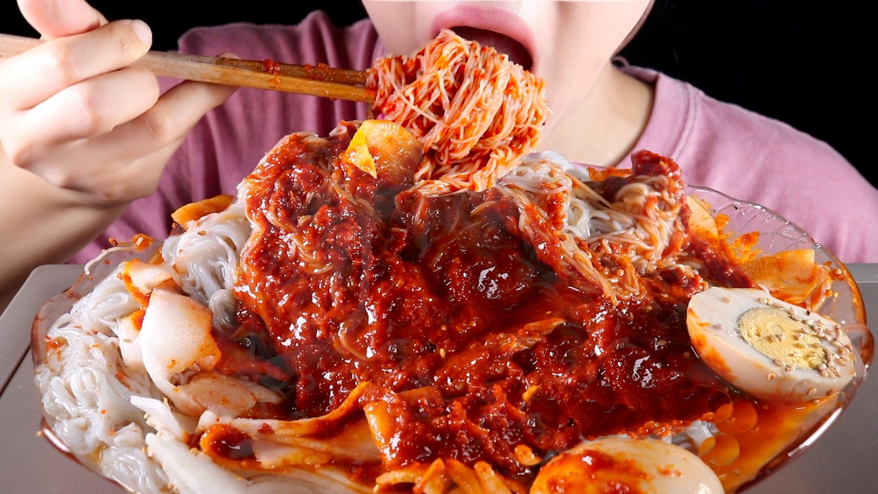 ASMR Songju Fire Nauengmyeon | Spicy Cold Noodles | Eating Sounds No Talking Mukbang