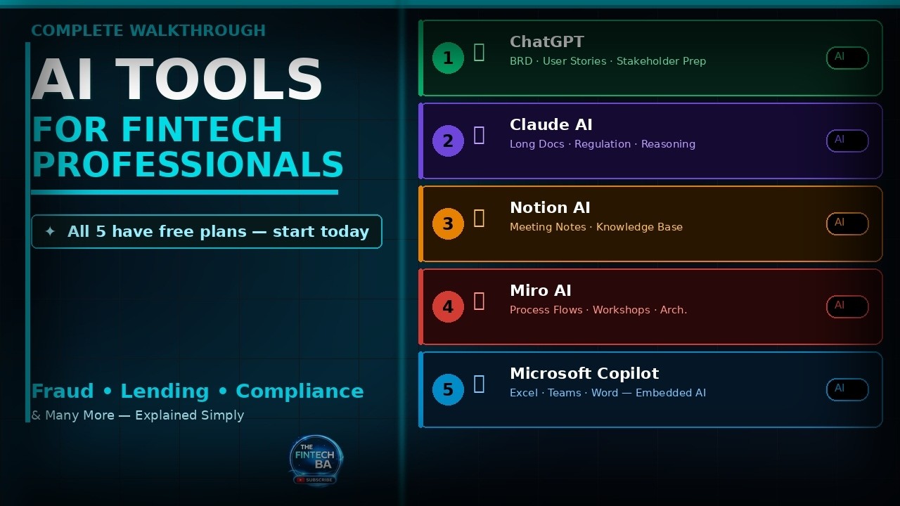 AI Tools for Fintech Professionals &mdash; Complete Walkthrough (Fraud, Lending, Compliance & More)