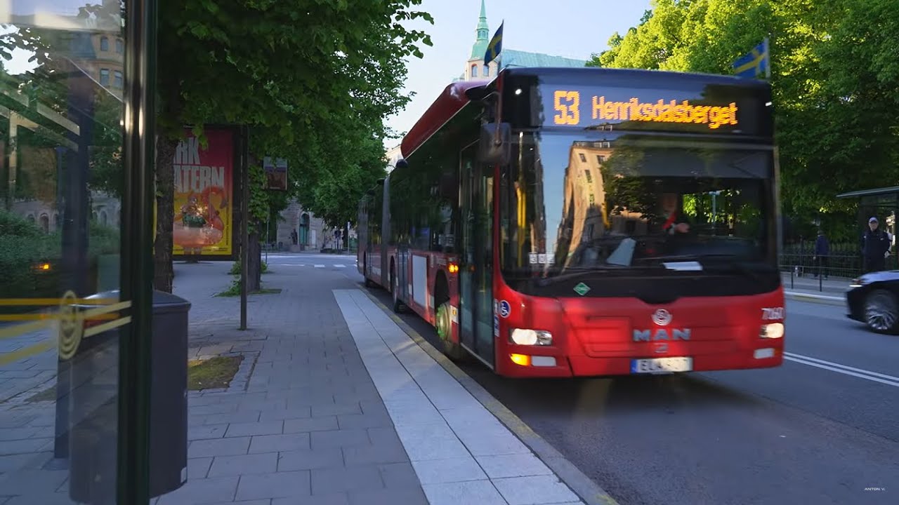 Sweden, Stockholm, bus 53 ride from Norra Bantorget to Slussen