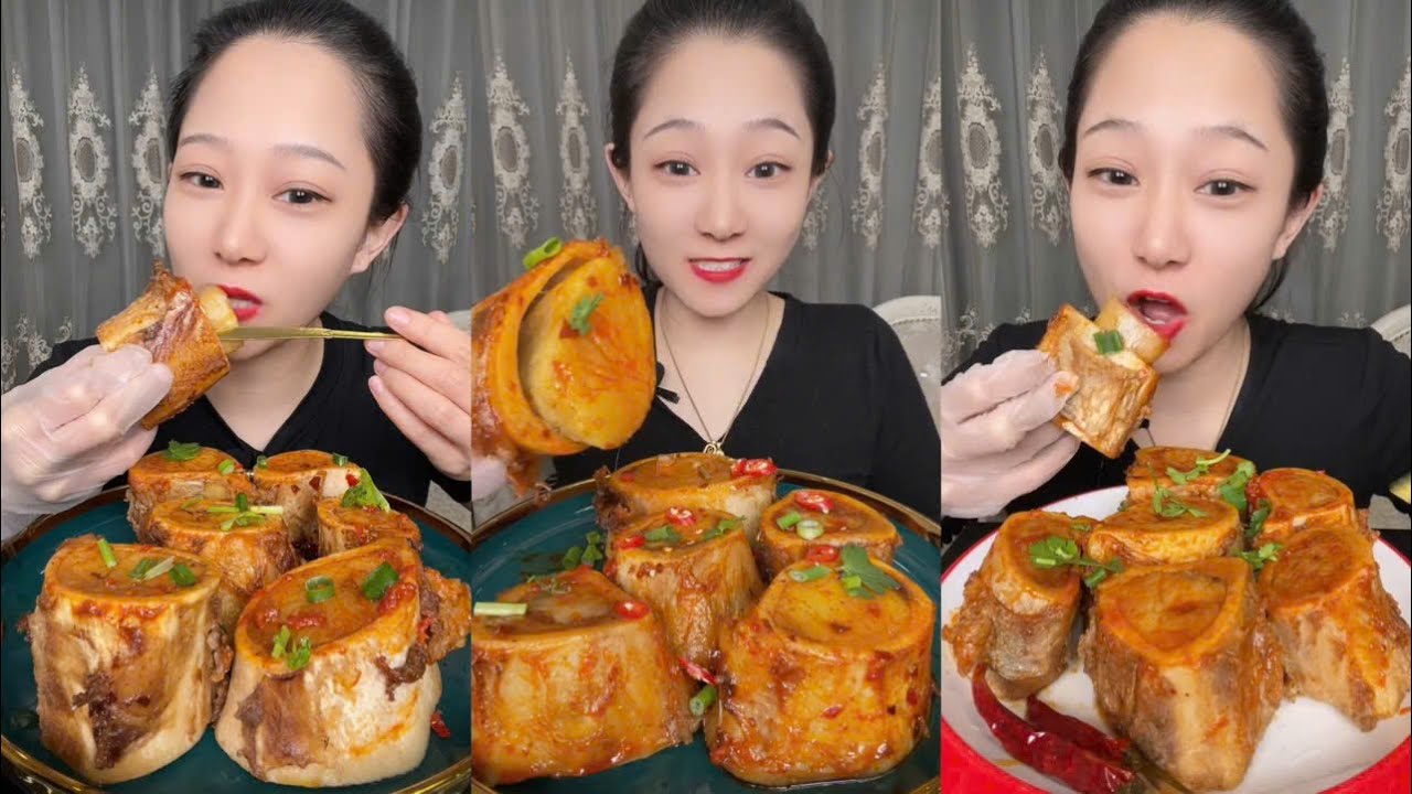 Asmr mukbang eating bone marrow - full 2 hours long - alice food #390