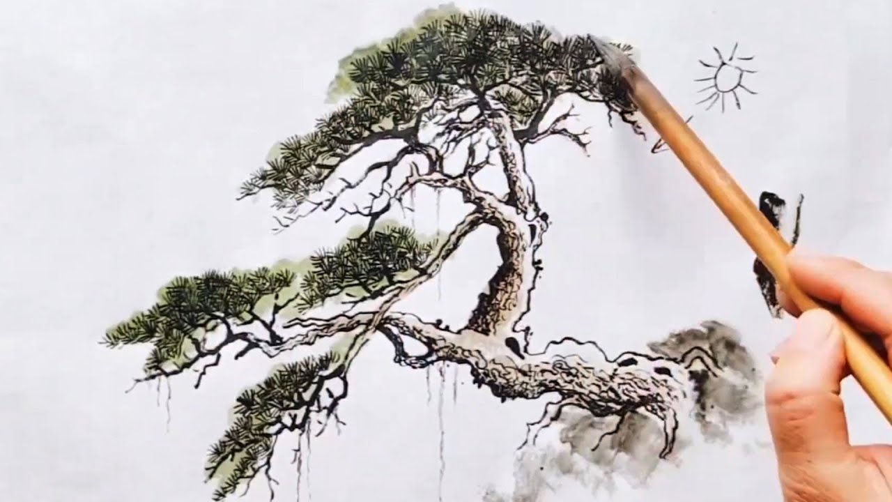Pine tree of Ink wash painting